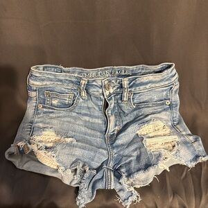 American Eagle Outfitters Light Blue Distressed Denim Cutoff Shorts
